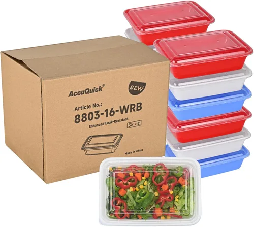 Vista 8 de LOKATSE HOME Contenedores de preparación de comidas, paquete de 24 unidades, 1 compartimento con tapas, almacenamiento de alimentos Bento apilables