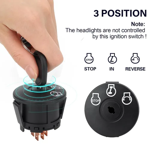 Vista 2 de Interruptor de encendido para Bad Boy con llaves, cortacésped, interruptor de 5 terminales para Craftsman Troy-Bilt MTD Cub Cadet Husqvarna JD AYP