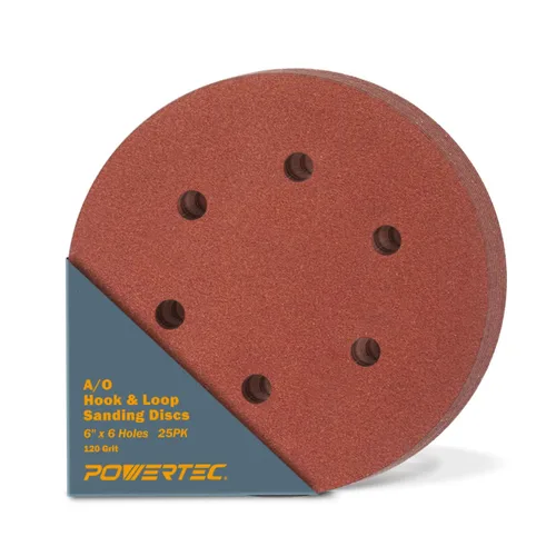 Vista 19 de POWERTEC Grano 180, 100 unidades, discos de lijado de 6 pulgadas – Gancho y bucle, almohadillas de lijadora orbital de óxido de aluminio de 6