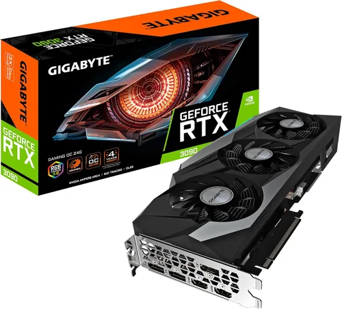 GIGABYTE Tarjeta gráfica GeForce RTX 3090 Gaming OC 24G, 3 ventiladores WINDFORCE, 24 GB 384 bits GDDR6X, tarjeta de video GV-N3090GAMING OC-24GD