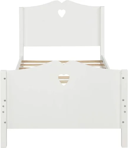 Vista 4 de Merax Base de cama individual, cama de plataforma individual con cabecero y estribo, cama de madera tamaño individual para niños, no necesita