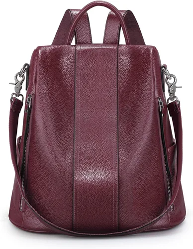 Vista 17 de S-ZONE - Mochila de piel suave para mujer, antirrobo, mediana, bolsa de hombro 2-negro