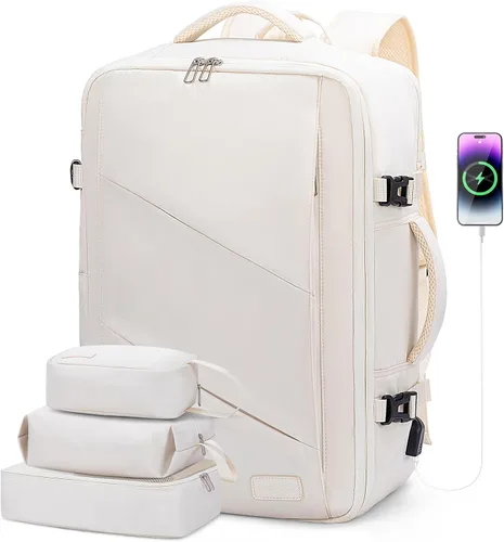 LOVEVOOK Mochila de viaje para mujer, mochilas de transporte, bolsa de viaje para artículos personales, Beige, Contemporáneo