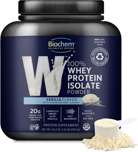 Vista 10 de Biochem Proteína en Polvo de Aislado de Suero 100%, Sabor Chocolate, 20g de Proteína de Vacas Alimentadas a Pasto, Apto para Dieta Cetogénica, Sin