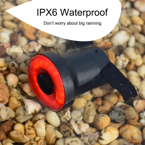 Vista 4 de Luz trasera inteligente para bicicleta ultra brillante, luz de bicicleta recargable encendido/apagado automático, luces LED impermeables IPX6