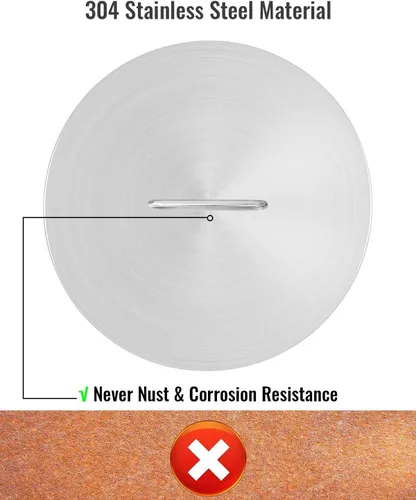 Vista 3 de Tapa para hoguera de acero inoxidable 304 apta para hoguera individual de 19.5 pulgadas, cubierta redonda con mango resistente al calor, fogatas al