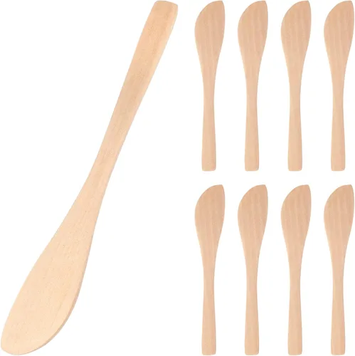 Gadpiparty 20 esparcidores, cuchillo de mantequilla, cuchara de relleno de bola de masa de madera, cuchara multiusos para relleno de Wonton, queso