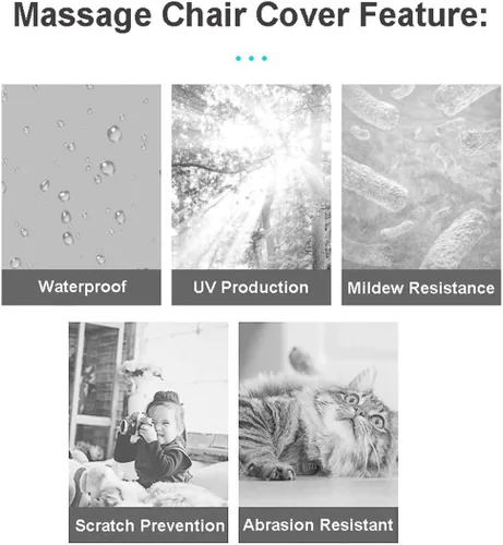 Vista 4 de Funda impermeable para silla de masaje Shiatsu, protección solar, gravedad cero, silla reclinable, a prueba de polvo, 59 x 39 x 55 pulgadas