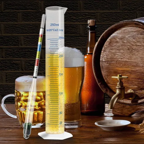 Vista 7 de Hidrómetro y tarro de prueba para vino, cerveza y kombucha, incluye cilindro de plástico de 8.5 fl oz, cepillo de limpieza y bolsa de almacenamiento