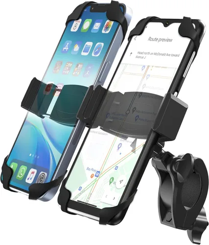 ENCASED Soporte de teléfono para bicicleta doble, soporte ajustable para 2 teléfonos celulares, ajuste universal para