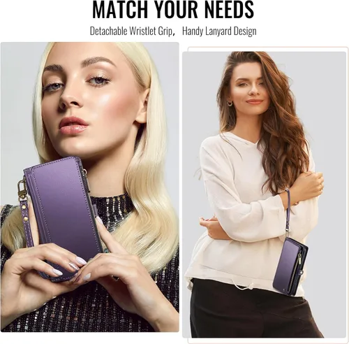 Vista 3 de Defencase Funda compatible con Samsung Galaxy S22 Plus con tarjetero de bloqueo RFID para mujer, de piel sintética, cierre magnético, cierre