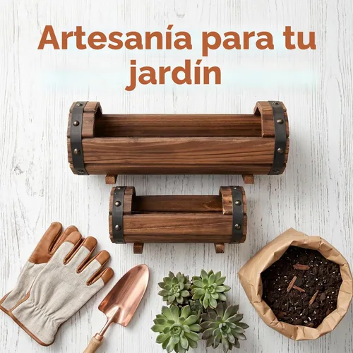Vista 8 de DOITOOL Macetas de medio barril para exteriores, paquete de 2 macetas rústicas de madera maciza para plantas, juego de macetas de barril de vino