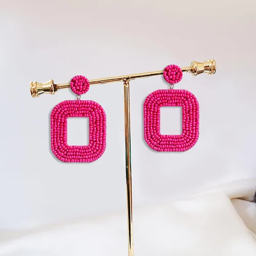 Vista 6 de Aretes de gota hechos a mano con cuentas de semilla de corazón, aretes colgantes bohemios para mujer