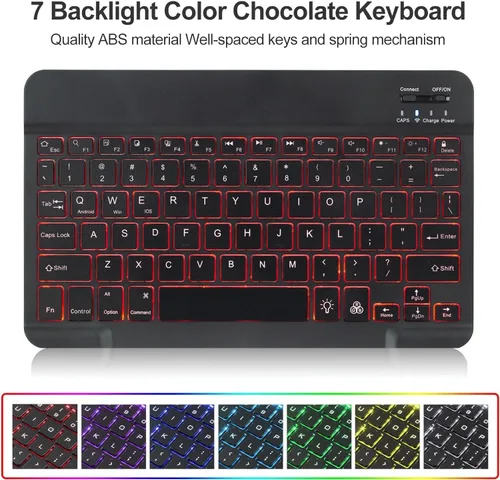 Vista 7 de Funda de teclado para Samsung Galaxy Tab S10 Lite/S10 FE/S9 FE de 10.9 pulgadas/Galaxy Tab S9 de 11 pulgadas 2023, mouse y teclado Bluetooth