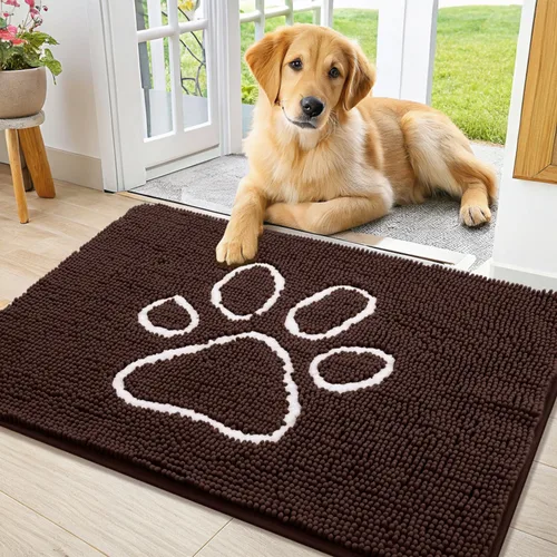 Vista 116 de Smiry Tapete para puerta de perro para patas fangosas, absorbente que atrapa la suciedad, antideslizante, de secado rápido, lavable, tapete