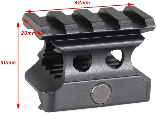 Vista 2 de ACEXIER Carril P.ICA-tinny de 0.787 in con 4 ranuras de aleación de aluminio adaptador soporte soporte de base elevadora para caza accesorios