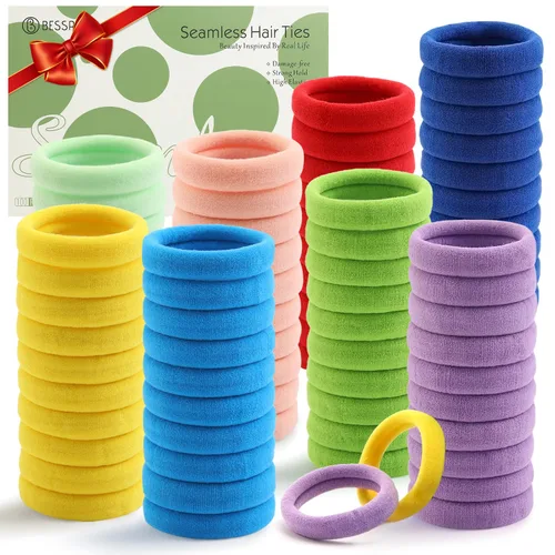 Vista 23 de Bessrung 100 ligas para el cabello de nailon sin costuras, elásticas sin daños, para mujeres y niñas, soportes para cola de caballo elásticos suaves