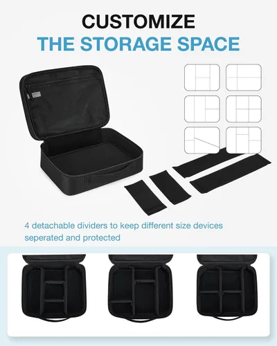 Vista 4 de BAGSMART Bolsa organizadora de cables, organizador de artículos electrónicos de viaje con divisor ajustable, funda de transporte para bolsa