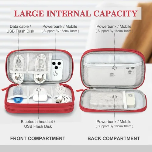 Vista 95 de FYY Organizador para accesorios electrónicos, para viajes, para cables, celular y cargadores, estuche portátil, impermeable, doble capa, bolsa