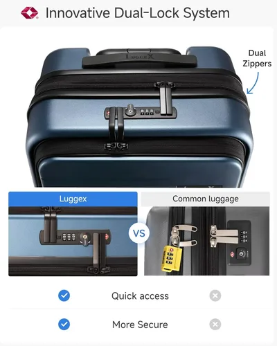 Vista 5 de Equipaje de Mano 22x14x9 Aprobado por Aerolíneas, Maleta Expandible de Policarbonato FLO5 con Bolsillo Frontal (FX-Core), marrón-negro