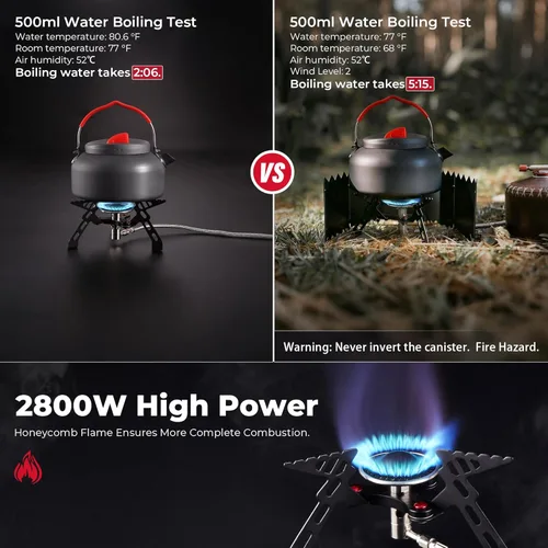 Vista 4 de Alocs Estufa de camping portátil de 2800 W, mini estufa de campamento plegable con bolsa de transporte para cocinar al aire libre, senderismo