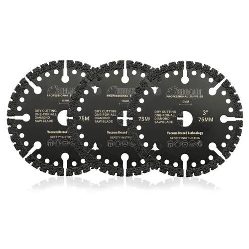 Vista 6 de SHDIATOOL Hoja de corte de metal de diamante de 3 pulgadas Rueda de corte multiusos para barras de refuerzo de chapa de acero inoxidable de hierro