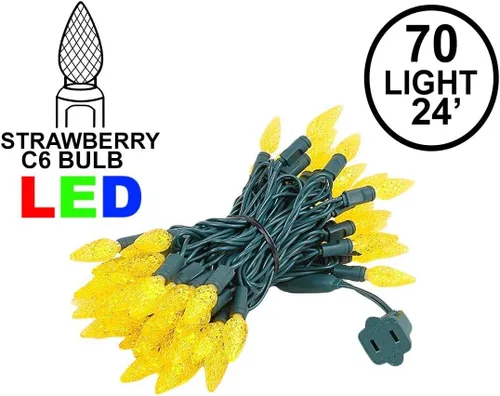 Vista 2 de Novelty Lights - Mini juego de 70 luces C6 LED de Navidad, serie de luces de grado comercial para exteriores, cable verde, 24 pies