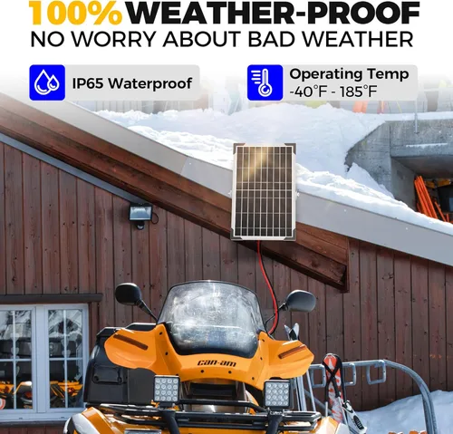 Vista 7 de Voltset - Cargador de batería solar de 10 W 12 V: mantenedor de panel solar para automóvil, barco - Cargador solar monocristalino impermeable