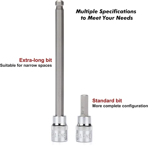 Vista 5 de CASOMAN Juego de llaves de vaso de 107 piezas, 1/4", 3/8" y 1/2", torx/hexagonal a prueba de manipulaciones Torx/hexagonal/extremo de bola