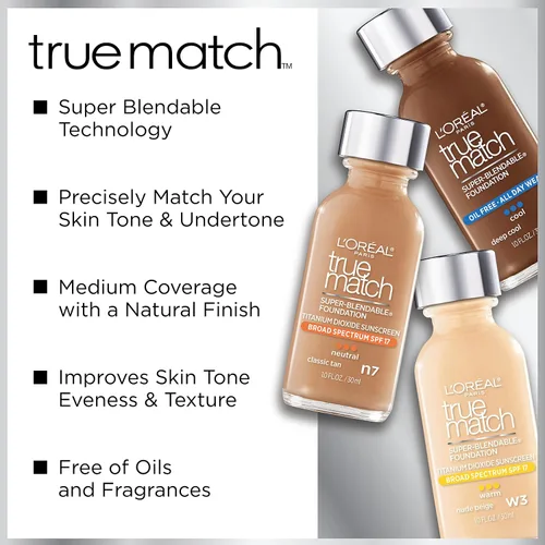 Vista 4 de L'Oreal Paris Makeup True Match - Base líquida supermezclable, color capuchino N8, 1 onza líquida, 1 unidad