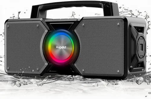 Hupoaf Altavoces Bluetooth inalámbricos, 160 W máximo, graves fuertes para exteriores, IPX7 impermeable, sonido Boombox, batería durante todo el