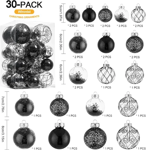 Vista 2 de Wironlst Adornos de bola de Navidad inastillables de plástico transparente grande, juego de bolas decorativas con relleno delicado