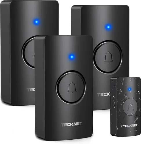 Vista 12 de TECKNET Timbre inalámbrico 1312FT, timbre de puerta impermeable IP67 para aulas, timbre de puerta alimentado por batería, 60 melodías, 5 niveles