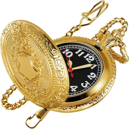 Vista 12 de Shield - Reloj de bolsillo para hombre, escala digital de números arábigos, reloj de bolsillo de cuarzo para hombre, relojes de bolsillo de cuarzo