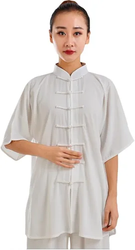 Vista 7 de ZooBoo Unisex Ropa de Ejercicio de Mañana, Traje de Tai Chi de Algodón con Mangas Cortas, Uniforme de Kung Fu