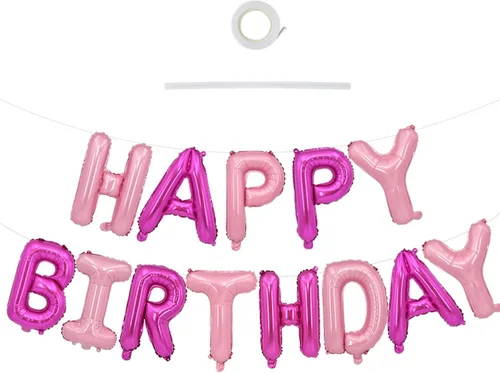 Vista 36 de TONIFUL Pancarta de Globos Negros de Feliz Cumpleaños de 16 Pulgadas con Letras de Papel de Aluminio Mylar, Cartel Banderín Reutilizable