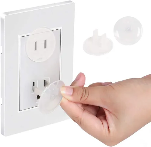 Vista 2 de Vmaisi 38 fundas transparentes para tomacorrientes a prueba de bebés, protector de enchufe de seguridad eléctrica a prueba de niños