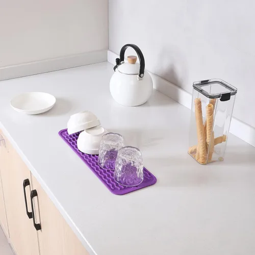 Vista 985 de MicoYang Alfombrilla de Silicona para Secar Platos de Múltiples Usos, Fácil de Limpiar, Ecológica, Alfombrilla de Silicona Resistente al Calor