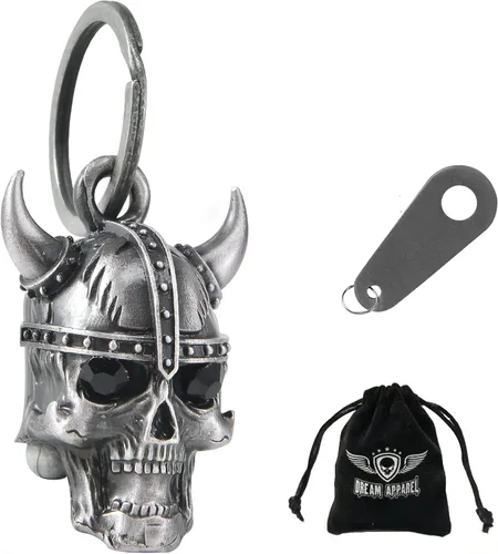 Vista 25 de Dream Apparel Campanas de motocicleta para motociclistas, accesorios de campanas pesadas y llavero para la suerte