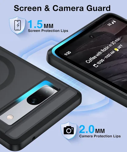 Vista 6 de Funda Magnética NO.1 para Google Pixel 7a Case [Compatible con MagSafe][Anti-Huellas][Ajuste Delgado][Resistente a Golpes Militar] Cubierta