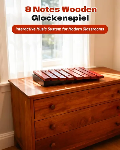 Vista 6 de Glockenspiel de madera profesional de 8 teclas con 2 mazos, instrumento de percusión afinado para conciertos para músicos, estudio y decoración
