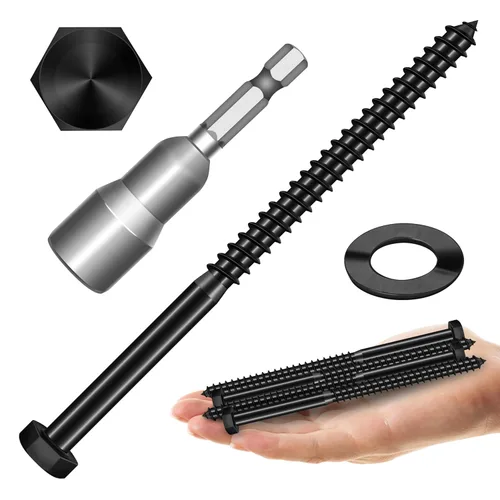 Vista 10 de Mywish (8 juegos) pernos de retraso de cabeza hexagonal de 1/2 x 3 pulgadas, tornillos de retraso resistentes con arandelas, pernos de acero