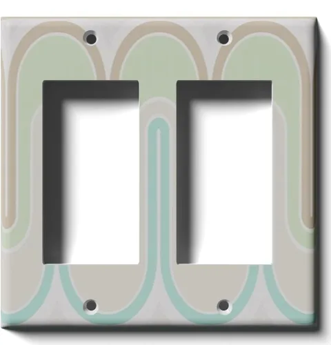 Vista 9 de Placa decorativa de salida - Verde Retro Waves - Receptáculo doble dúplex