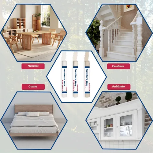 Vista 6 de Kenbry Barras de Relleno de Madera 3 Colores Barra de Relleno de Cera Blanca, Kit de Reparación de Madera para Arañazos, Grietas, Rasguños
