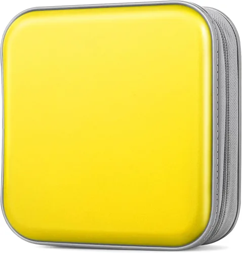 Vista 14 de Estuche para CD, estuche de plástico duro para DVD de capacidad para 40 unidades, portátil, con cremallera, soporte para CD/DVD, carpeta de disco