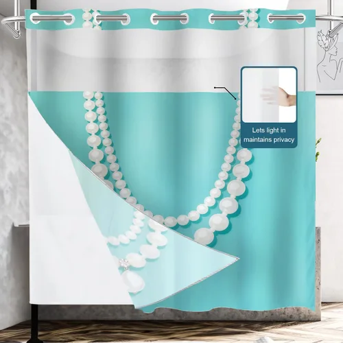Vista 207 de Shrahala Father and Child Embracing No Hooks Shower Curtain with Snap in Liner Set, Tender Moment Captured Bathroom Décor Polyester Fiber Waterproof