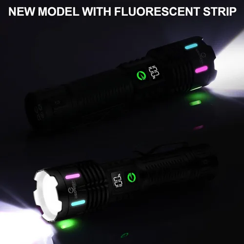 Vista 3 de Esgreen Linternas LED recargables de alto lúmenes 20000, paquete de 2, linterna brillante de un solo clic de larga duración de 12 horas, luz flash