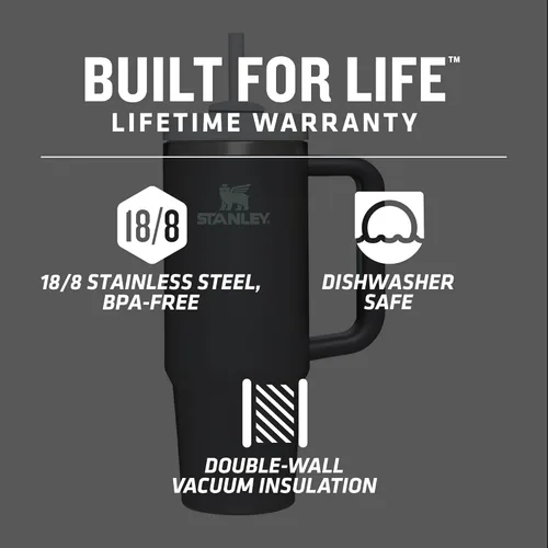 Vista 4 de Stanley Quencher H2.0 FlowState - Vaso aislado al vacío de acero inoxidable con tapa y popote para agua, té helado o café, batidos y más