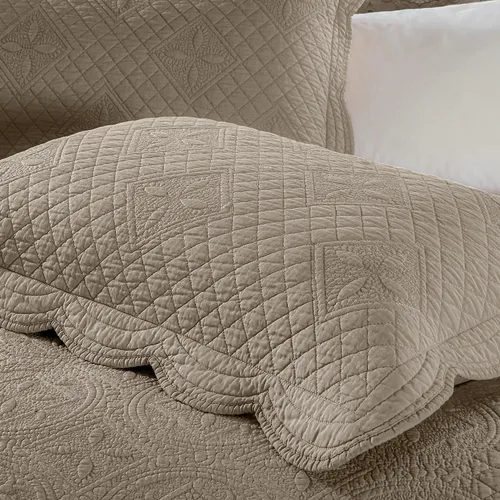 Vista 6 de Calla Angel Sage Garden - Funda de almohada acolchada de algodón puro de lujo matelassé, estándar, 20 x 26 pulgadas, café