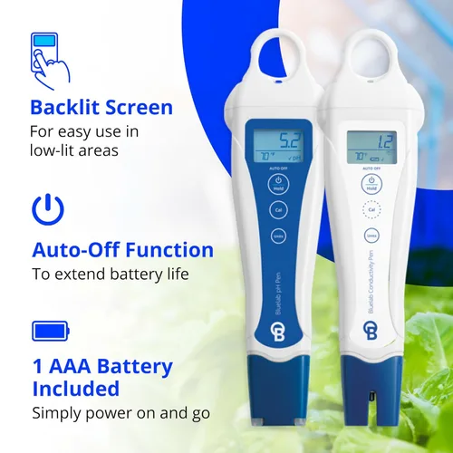 Vista 5 de Bluelab PENSTP Paquete Inicial de pH y Conductividad - Kit de Gestión de Solución Nutritiva de Precisión con Medición de Temperatura, Plumas